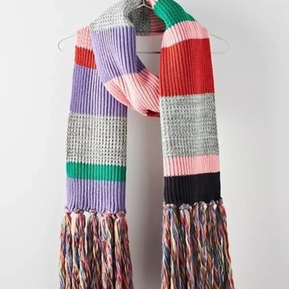 NWOT Anthropologie Pilcro Knit Fringe Stripe Scarf, 83" x 12" - Picture 7 of 7